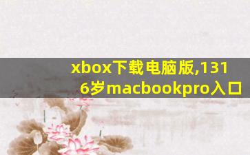 xbox下载电脑版,1316岁macbookpro入口